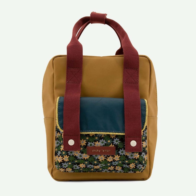 Kleiner Kinderrucksack "Golden Inventor Green / Flowerfield Green"