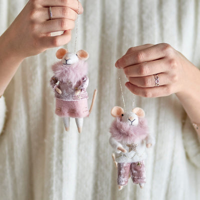 Weihnachtsmäuse “Peo Ornament Rose” 2er Set