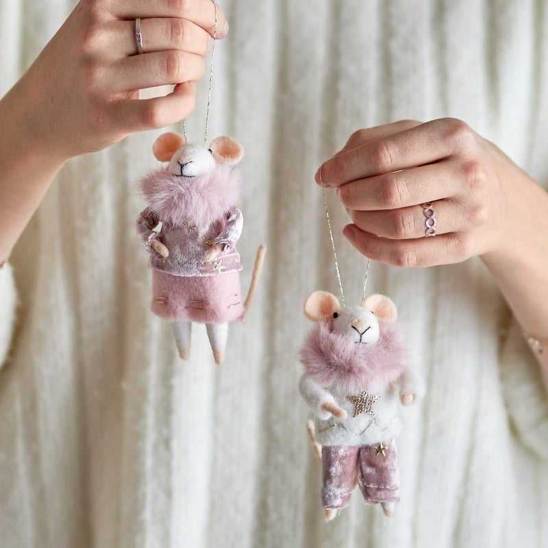 Weihnachtsmäuse “Peo Ornament Rose” 2er Set