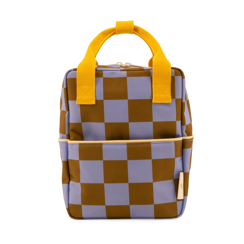 Kleiner Kinderrucksack "Farmhouse Checkerboard Blooming Purple"