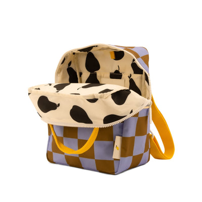Kleiner Kinderrucksack "Farmhouse Checkerboard Blooming Purple"