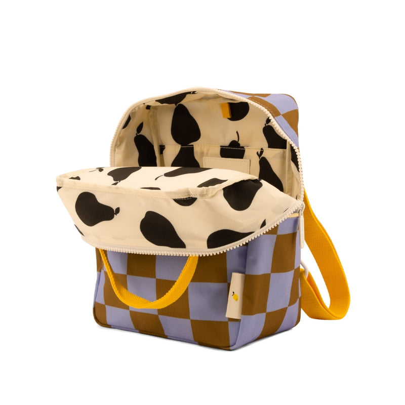 Kleiner Kinderrucksack "Farmhouse Checkerboard Blooming Purple"