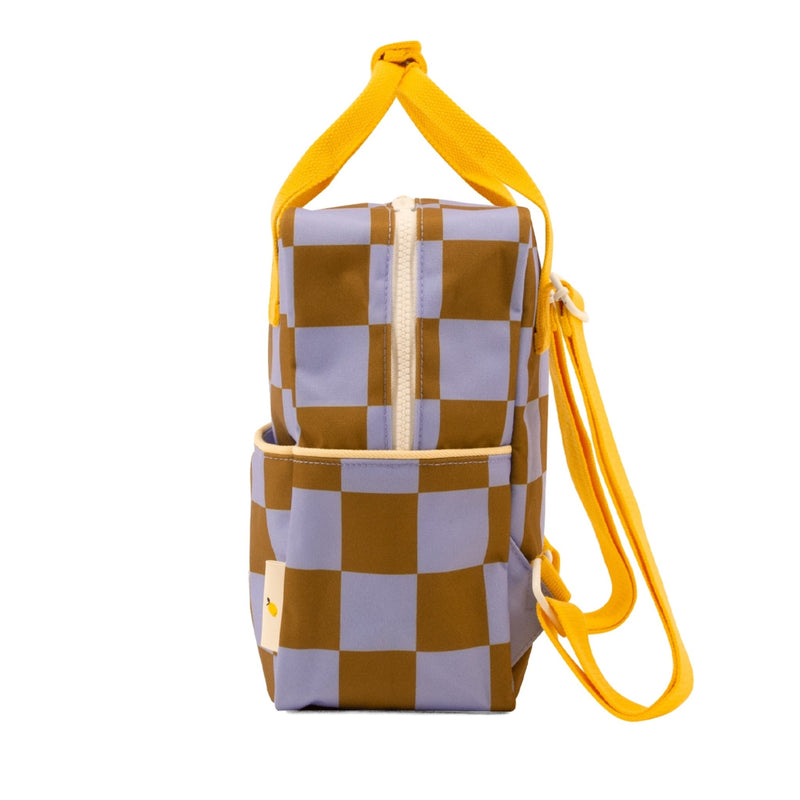 Kleiner Kinderrucksack "Farmhouse Checkerboard Blooming Purple"