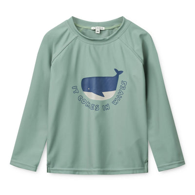 Langärmeliges UV-Badeshirt "Noah It comes in waves / Peppermint"
