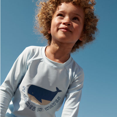 Langärmeliges UV-Badeshirt "Noah It comes in waves / Pure sky"