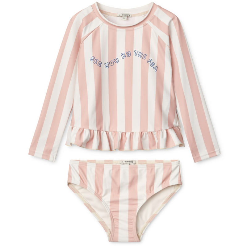 Badeset "Dagny Y/D stripe Sorbet rose / Creme de la creme"