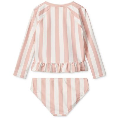 Badeset "Dagny Y/D stripe Sorbet rose / Creme de la creme"