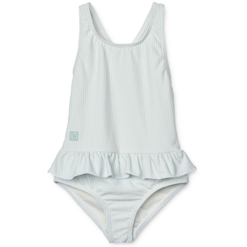 Badeanzug für Kinder "Amara Y/D stripe Pure sky / Creme de la creme"