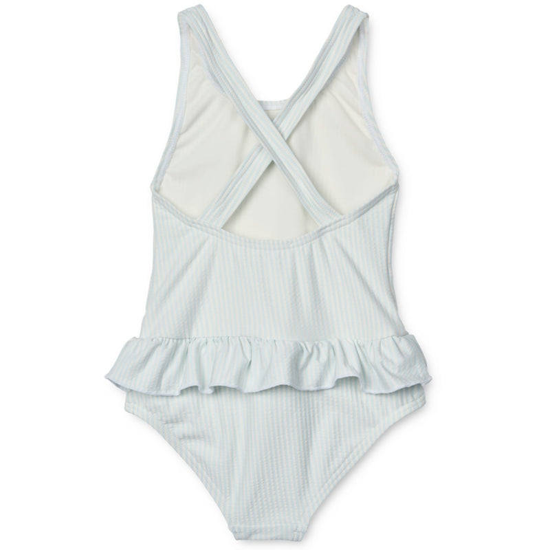 Badeanzug für Kinder "Amara Y/D stripe Pure sky / Creme de la creme"