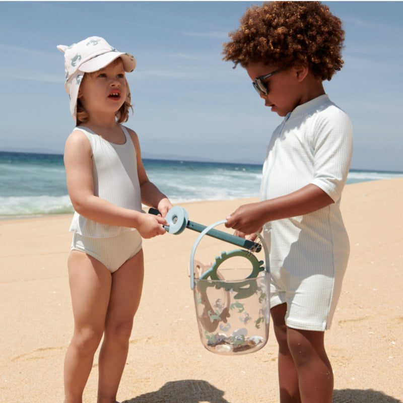 Badeanzug für Kinder "Amara Y/D stripe Pure sky / Creme de la creme"