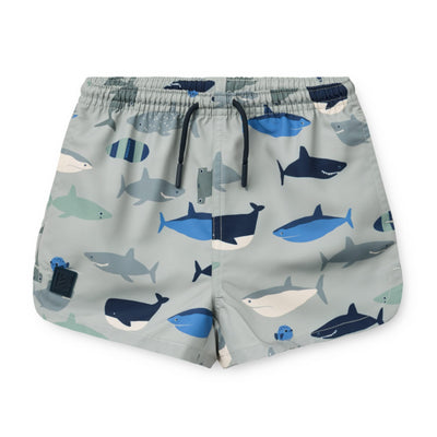 Badeshorts "Aiden Shark / Dove blue"
