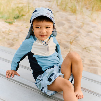 Badeshorts "Aiden Shark / Dove blue"