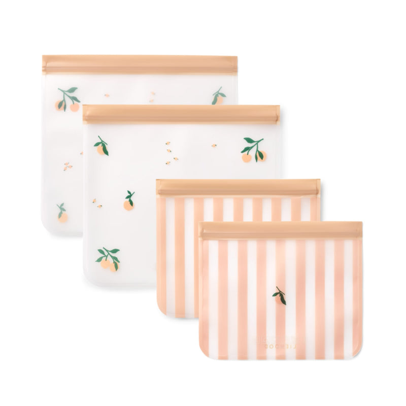 Mehrweg-Aufbewahrungsbeutel "Rebus Peach / Sea shell" 4er Pack