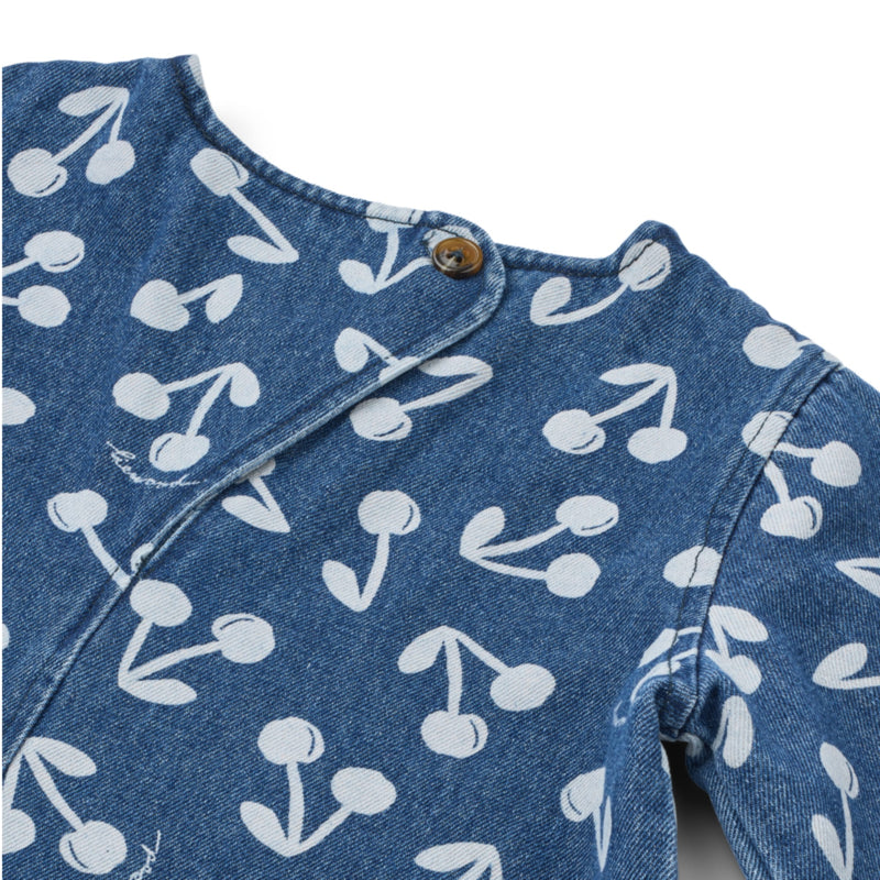Bedrucktes Denim-Kleid "Angelica Cherry blossom / Medium blue denim"