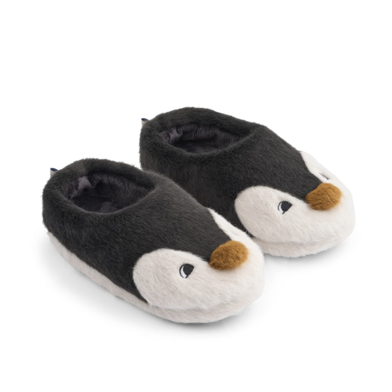 Hausschuhe für Kinder "Aviaja Penguin Sandy / Dark grey"