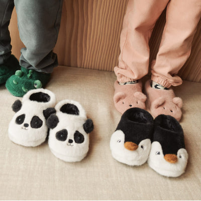 Hausschuhe für Kinder "Aviaja Penguin Sandy / Dark grey"