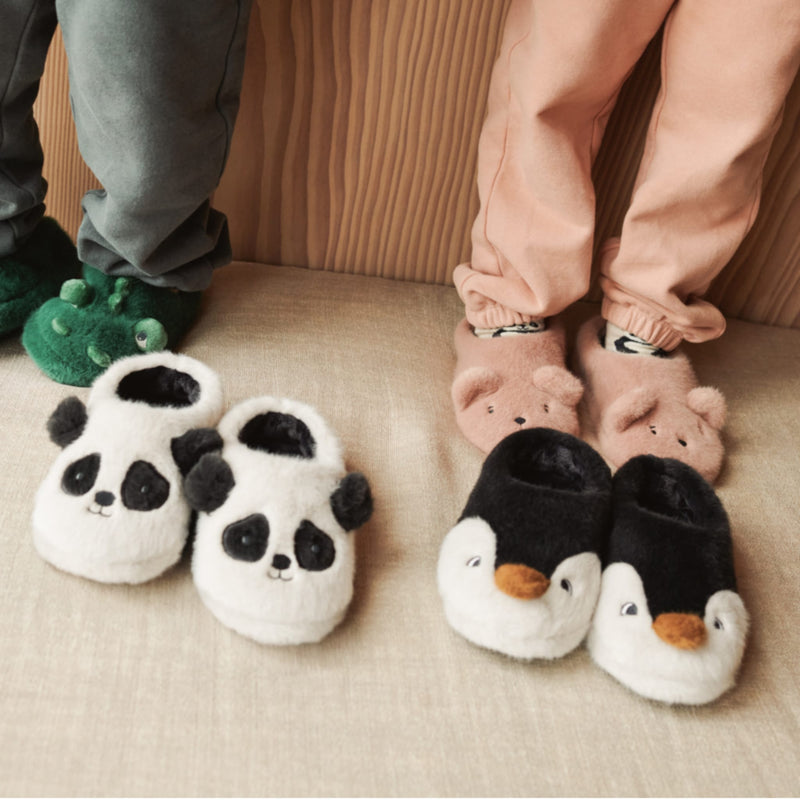 Hausschuhe für Kinder "Aviaja Penguin Sandy / Dark grey"