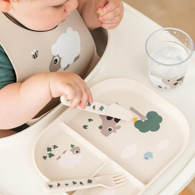 Kinderbesteck-Set " Foodie Tiny Farm - Sand"