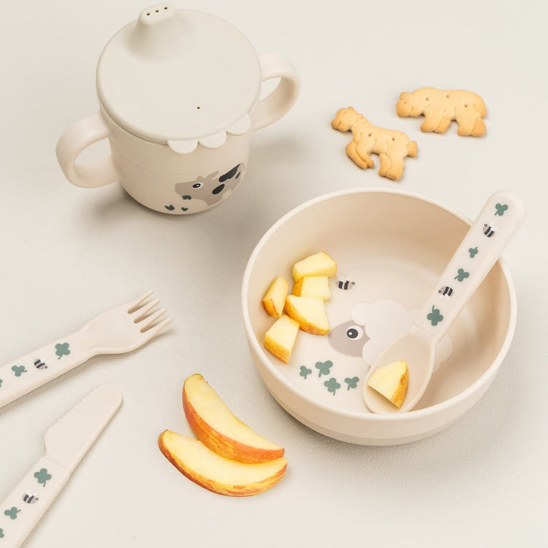 Kinderbesteck-Set " Foodie Tiny Farm - Sand"