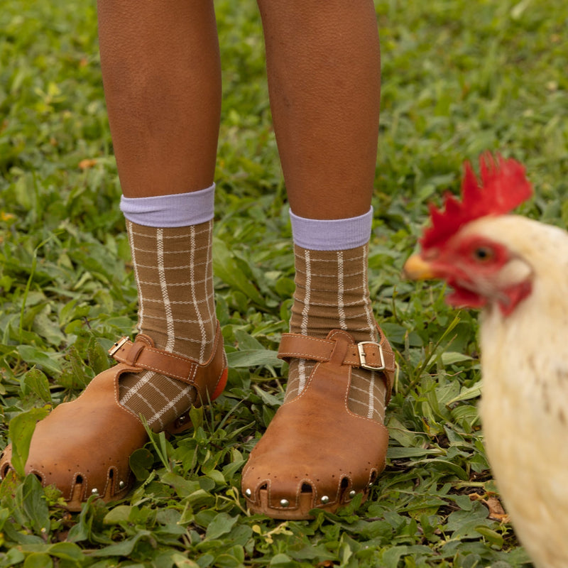 Socken "Farmhouse Check Soil Green"