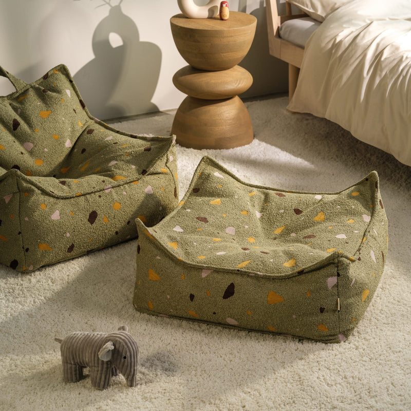 Sitzhocker "Square Terrazzo Moss"