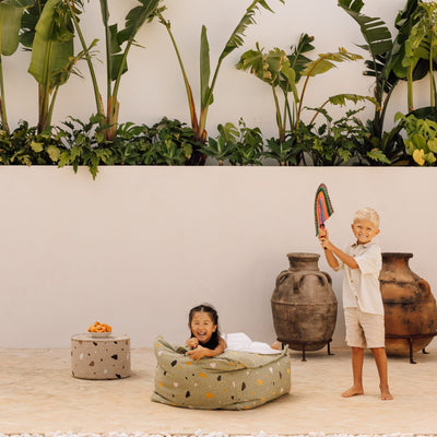 Sitzhocker "Square Terrazzo Moss"