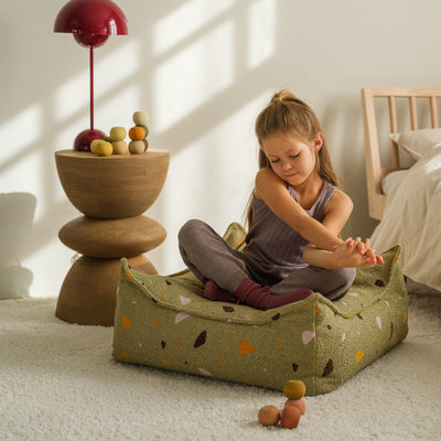 Sitzhocker "Square Terrazzo Moss"