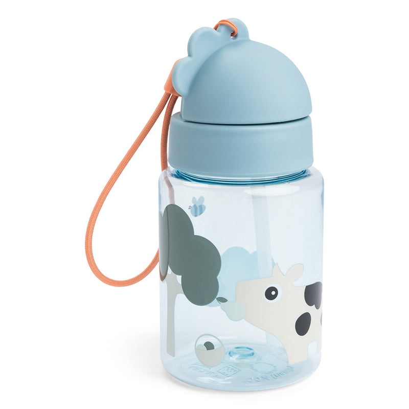 Trinkflasche mit Strohhalm  "Tiny Farm - Blue" - 280 ml