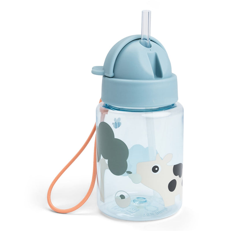Trinkflasche mit Strohhalm  "Tiny Farm - Blue" - 280 ml
