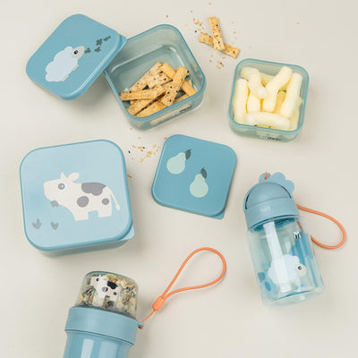 Snackbox-Set für Kinder “Tiny Farm - blue"