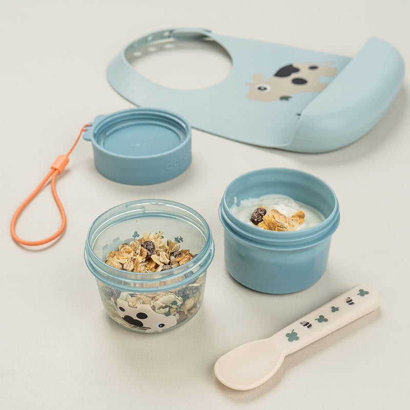 To Go 2-Way Snack-Behälter "Tiny farm - blue" S