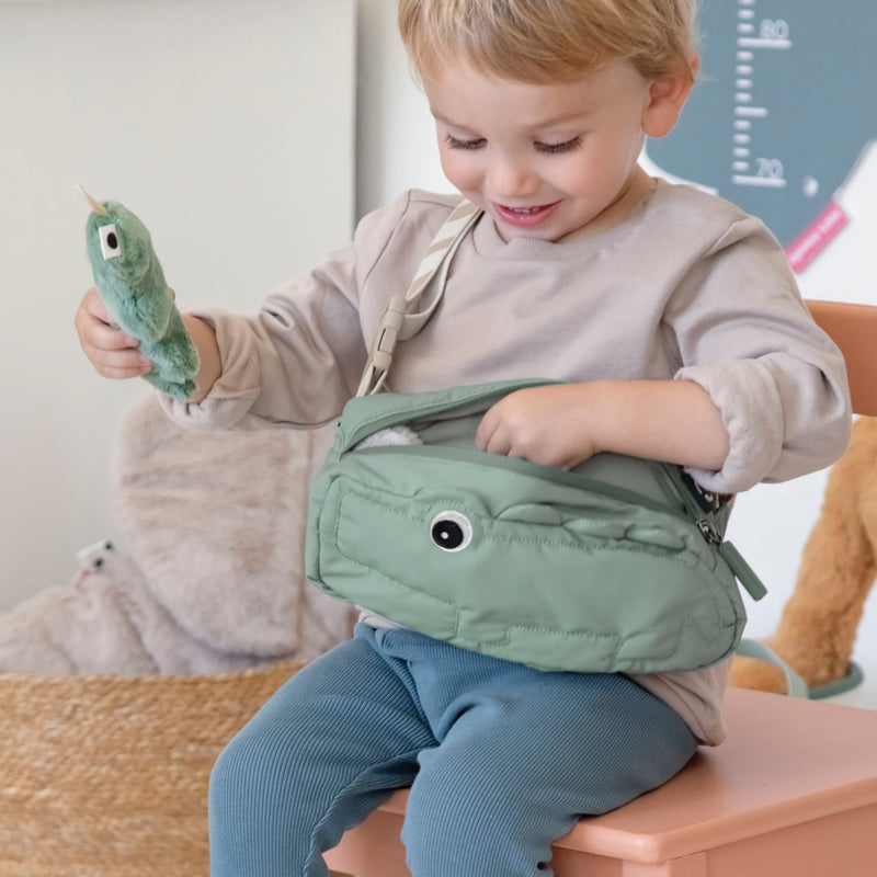 Gesteppte Kinder-Umhängetasche "Croco / Green"