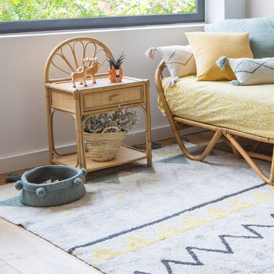 Waschbarer Baumwollteppich “Azteca Natural Vintage Blue M” 120 x 160 cm