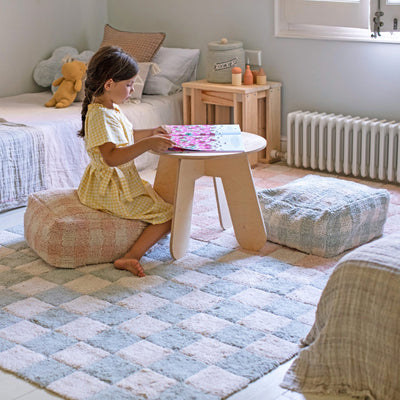 Waschbarer Kinderteppich aus Baumwolle “Kitchen Tiles Blue Sage” 120 x 160 cm