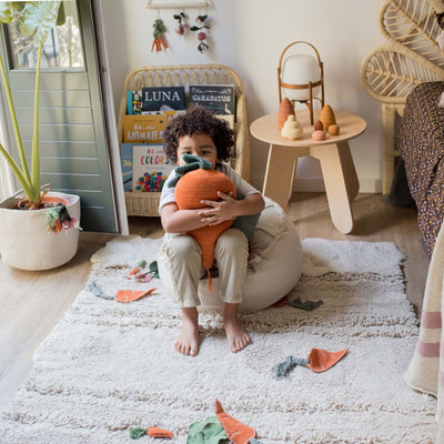 Waschbarer Kinderteppich aus Baumwolle “Veggie Garden” 120 x 160 cm