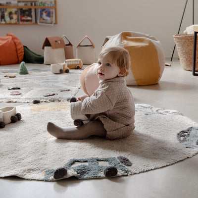 Waschbarer Baumwollteppich rund “Wheels” 140 cm