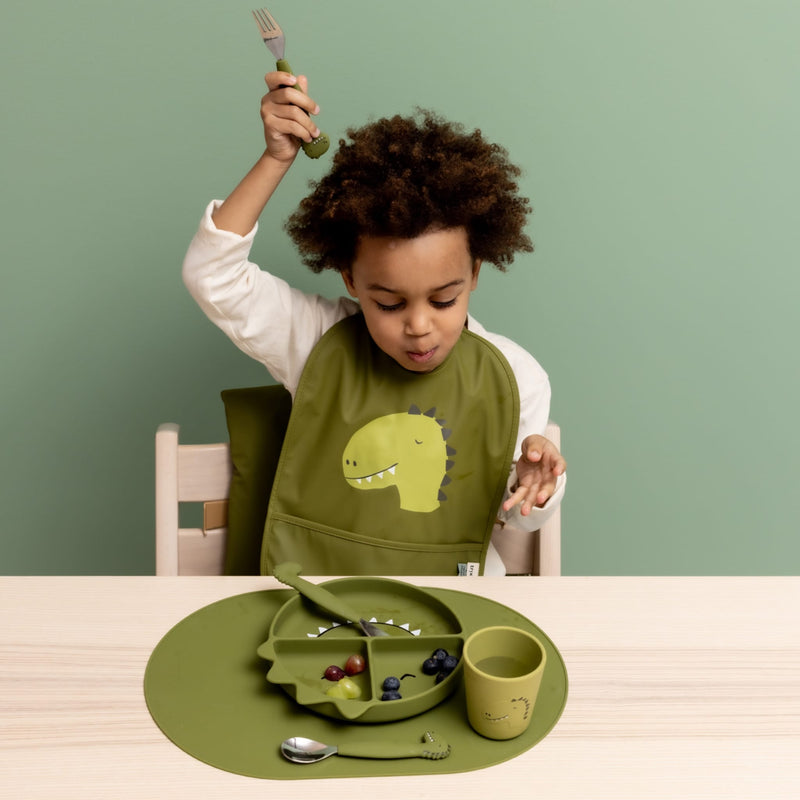 Kinderbesteck Set aus Silikon “Mr. Dino“ 3-teilig