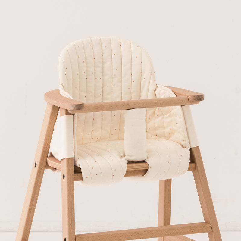Mitwachsender Hochstuhl mit Tablett und Kissen "Growing Green / natural honey sweet dots"