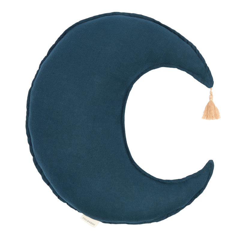 Mondkissen aus französischem Leinen “L1N0 deep blue"
