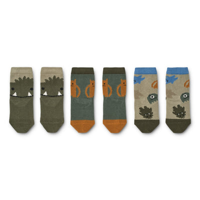 Kinder-Socken “Silas Monsters Blue Mix” 3er Pack