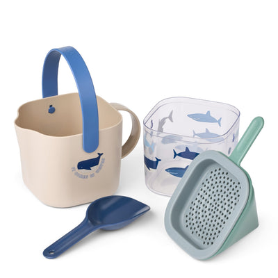 Sandspiel-Set "Roald Shark / Dove blue"