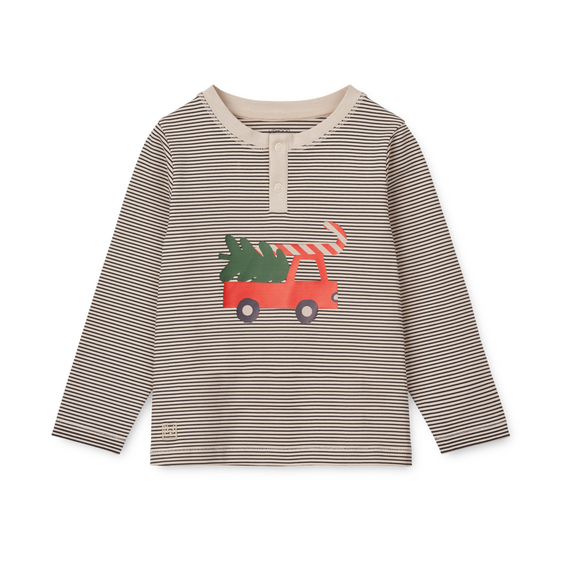 Kinder-Schlafanzug "Wilhelm Holiday vehicle / Stripe navy"
