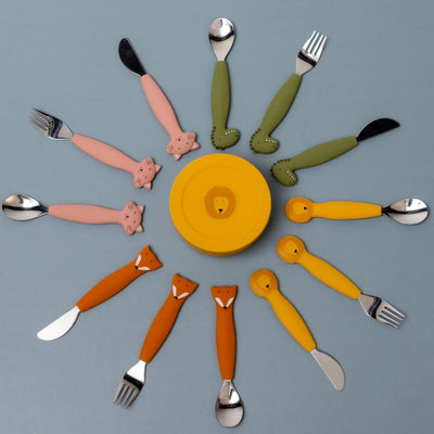 Kinderbesteck Set aus Silikon “Mrs. Cat“ 3-teilig