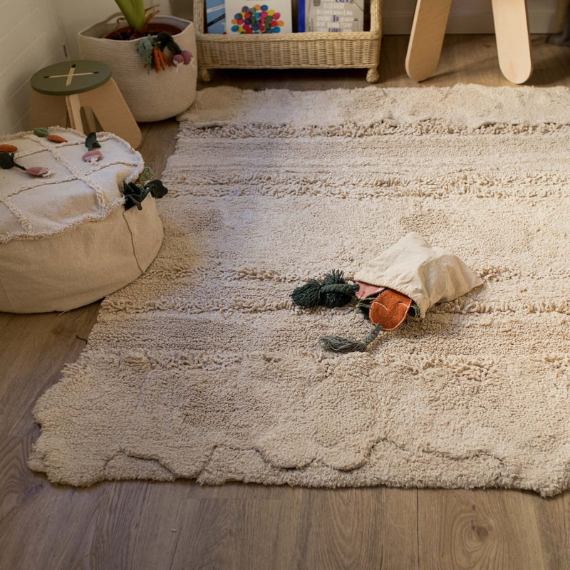 Waschbarer Kinderteppich aus Baumwolle “Veggie Garden” 120 x 160 cm