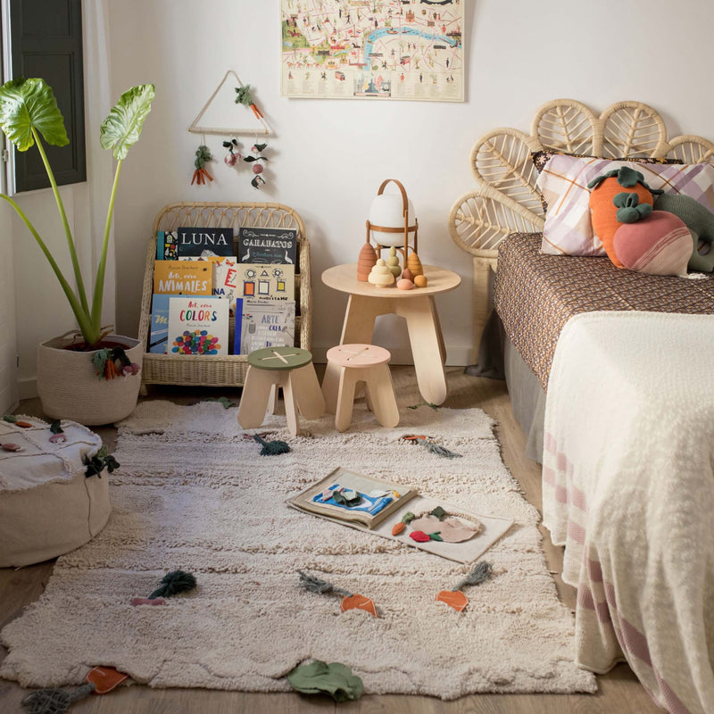 Waschbarer Kinderteppich aus Baumwolle “Veggie Garden” 120 x 160 cm