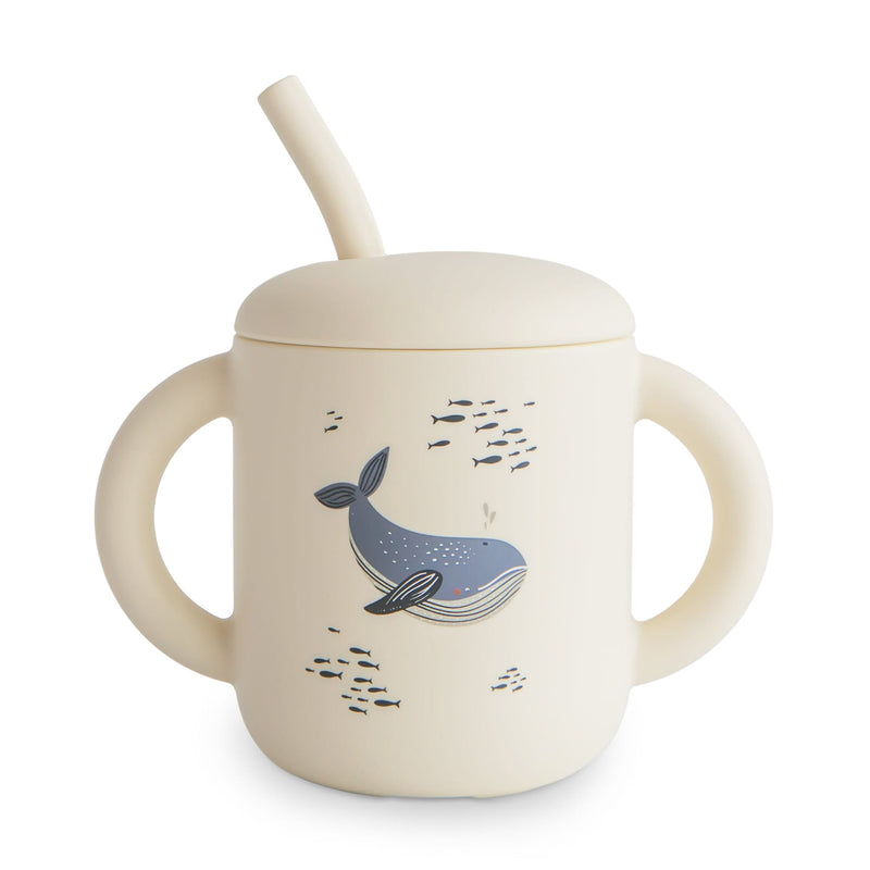 Trinklernbecher mit Strohhalm  "Whales"