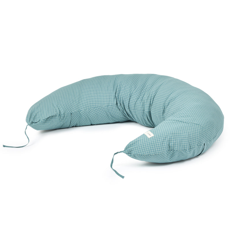 Schwangerschafts- & Stillkissen "Stories Limited edition / Teal Cream Grid"