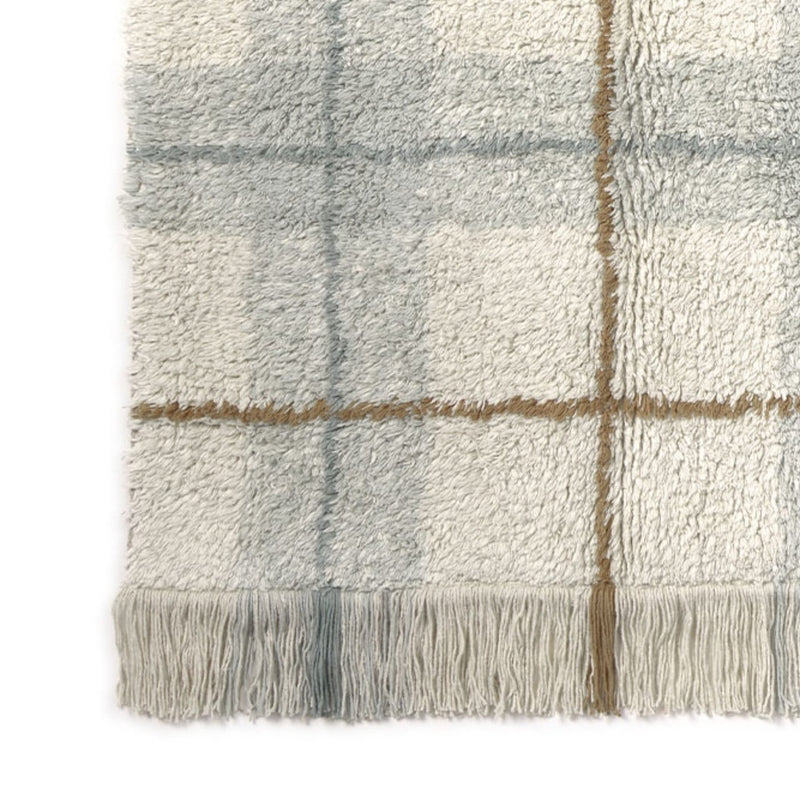 Waschbarer Baumwollteppich "Tartan Blue Sage" 140x190cm