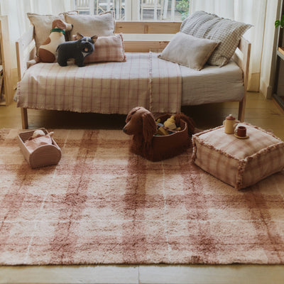 Waschbarer Baumwollteppich "Tartan Rose" 140x190cm