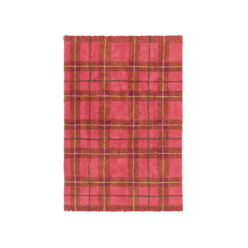 Waschbarer Baumwollteppich "Tartan Vintage Red" 140x190cm